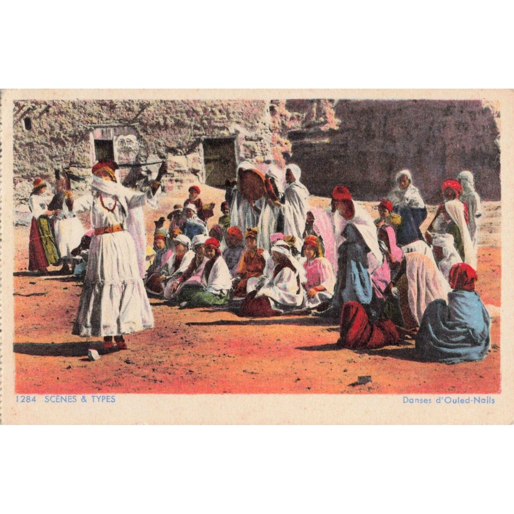 Vtg 1941 Algiers Algeria Postcard Danses d'Ouled-Nails US Navy Postmark 1284 - Picture 1 of 2